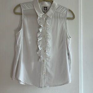 Sleeveless collared raffle front women blouse
